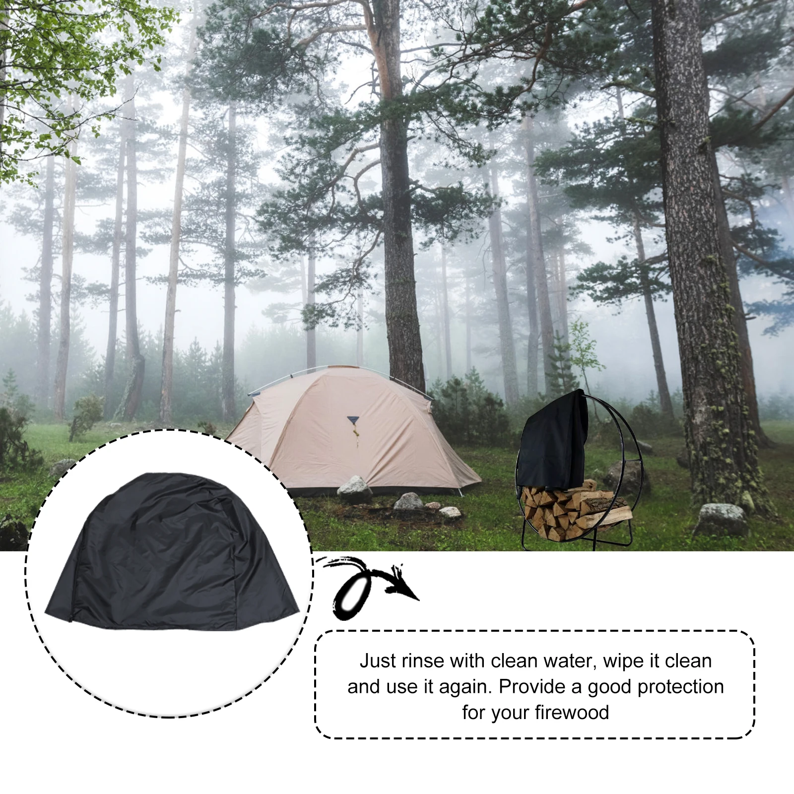 

Firewood Cover Oxford Cloth Waterproof Dustproof Outdoor Protector Garden Yard Long Durable UV Resistant Foldable Store