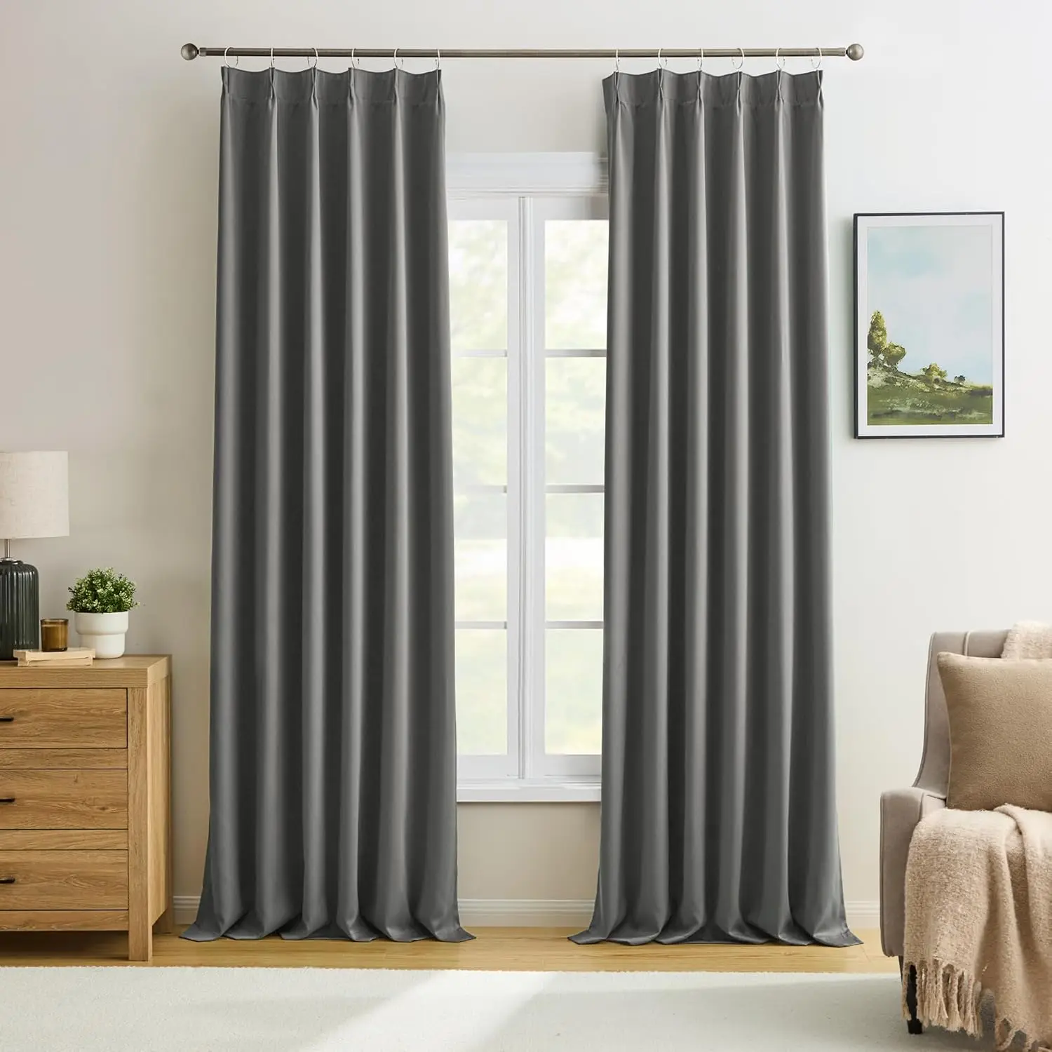 

94 Inch Pinch Pleat Living Room Curtains & Drapes 2 Set, Thermal Insulated Cabin Accordion Style Vertical Pleat Draft fo