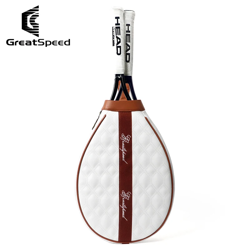 Great Speed Tennis Racquet Backpack PU Waterproof Large Capacity Portable Tennis Bag Max for 2 Racquets