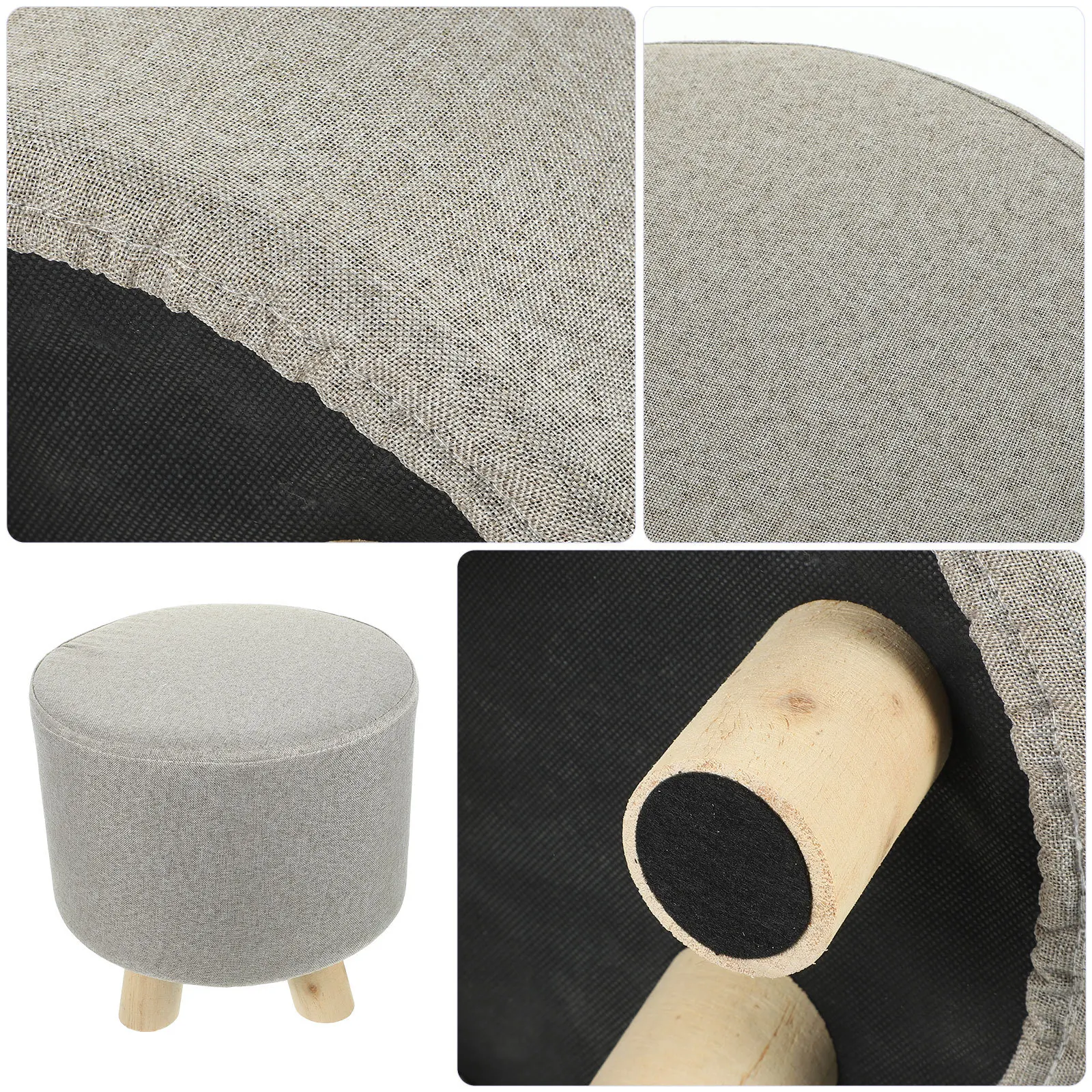 

Small Stool Wooden Fabric Comfortable Multi Functional Home Step Stool Round Minimalist Design Ergonomic Height