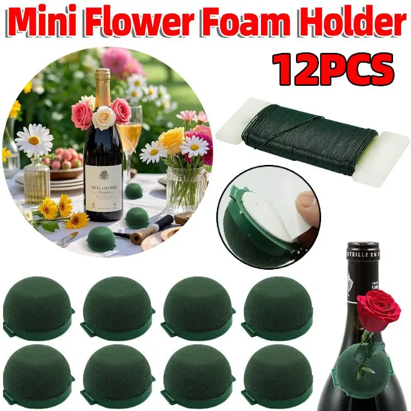 

12Pcs Round Floral Foam Mini Flower Foam Holder Keep Flowers Fresh Flower Arrangements Foam for Weddings Party Bottle Decor