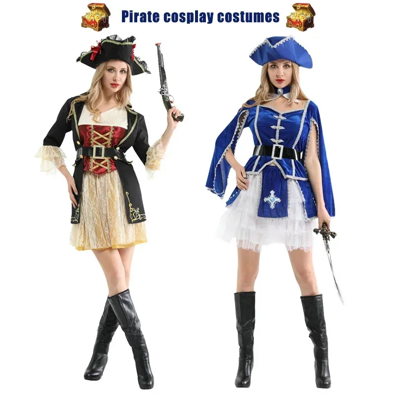 XT8Disfraz femenino del capitán de los piratas del Caribe de Halloween para fiesta de disfraces @ XT6!