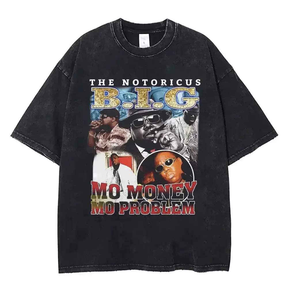 Y2k Washed Vintage The Notorious Big Graphic T Shirt Hip Hop Oversized Short Sleeve T Shirt Fashion Rapper Clothes Unisex