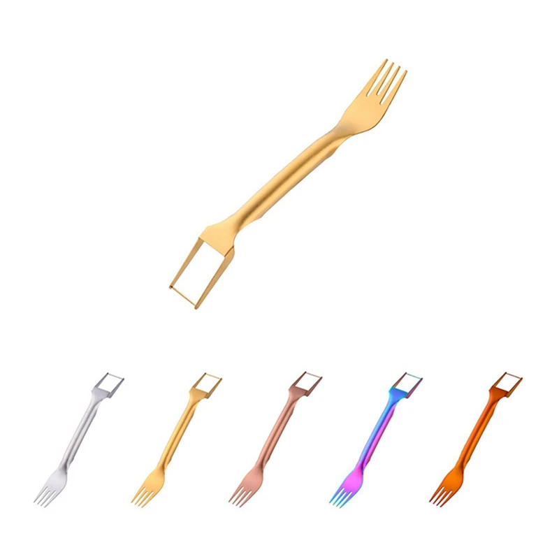

B62B-2-In-1 Stainless Steel Fruit Cutter, Dual Head Watermelon Cutter Slicer Tool, Portable Cutter Fork