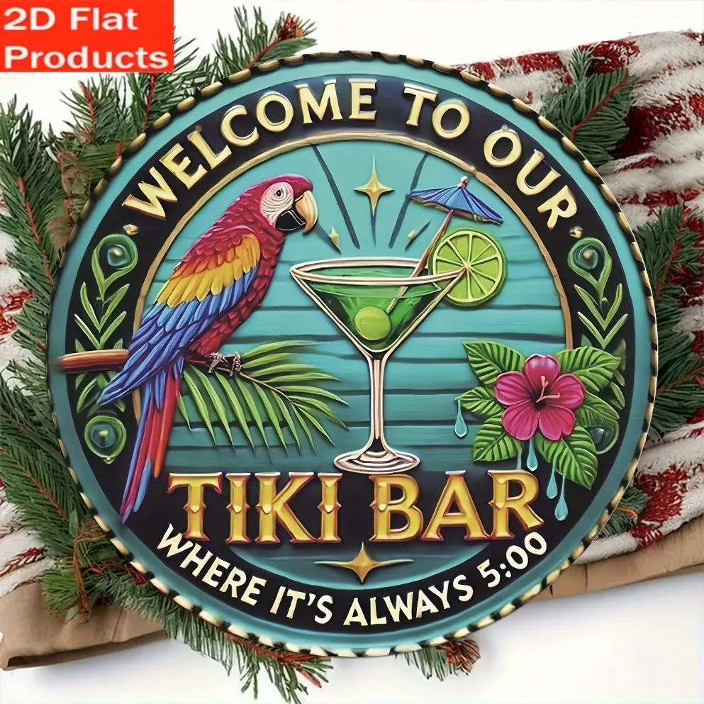 مسطح ثنائي الأبعاد - قطعة واحدة من اللوحة الخشبية الدائرية لبار تيكي القديم - مناسبة للحانات والمنازل والمقاهي وديكور العائلة والمطاعم - هدية مثالية #2