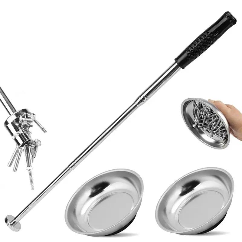 

ABVS Magnetic Pickup Tool 3-Pack Telescoping Stick Extendable Up To 41In, Includes Parts Tray, Ideal For Nails, Screws& Metals