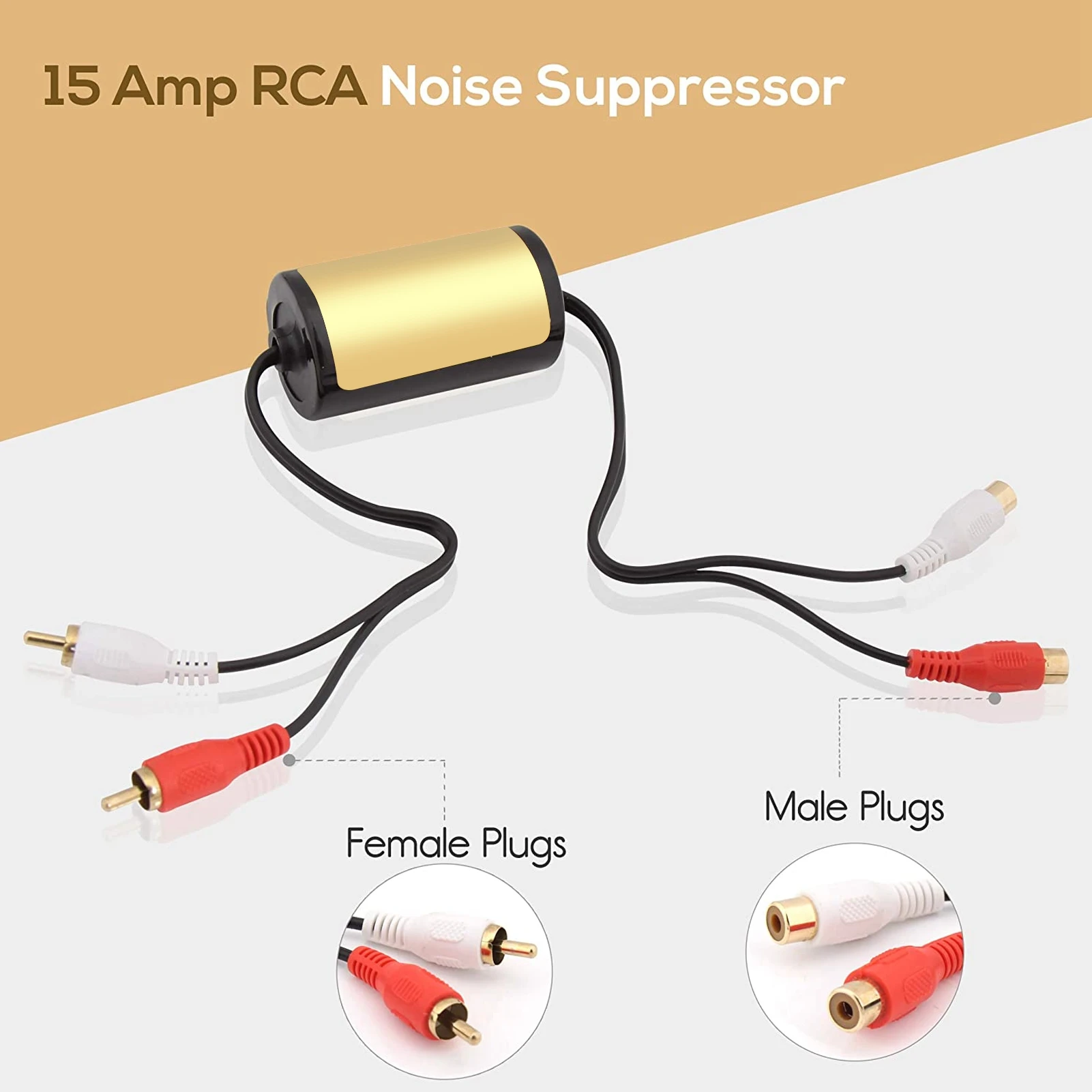 15A Car Ground Loop Noise Isolator Noise Suppressor Stereo Anti Interference Audio Amplifier Filter Ground Loop Noise Isolator