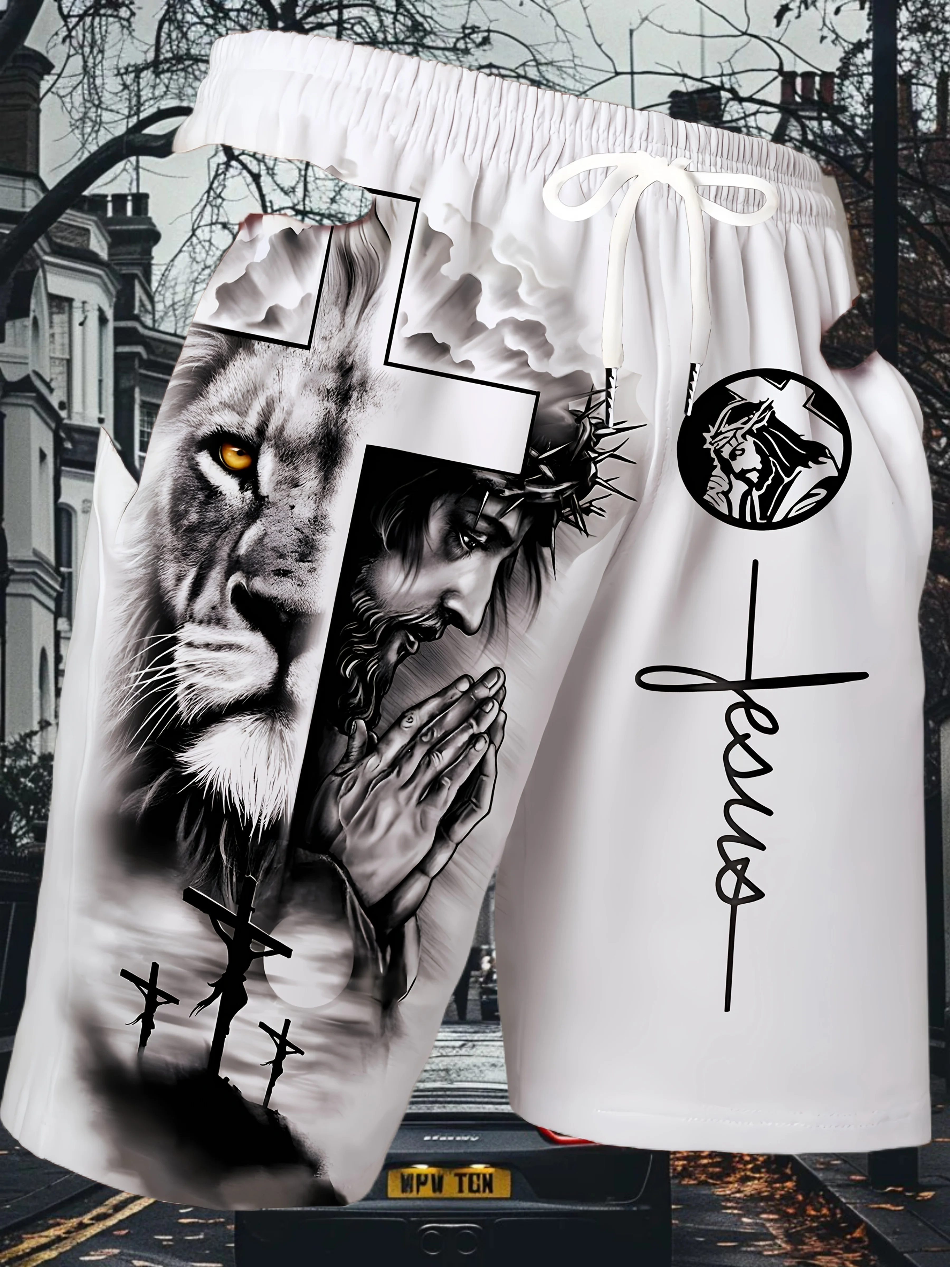 

25/26 Latest Hot Shorts Adult Animal Tiger Wolf Element 3D Printed Casual Street Men's Drawstring Shorts Fast Drying Breathable