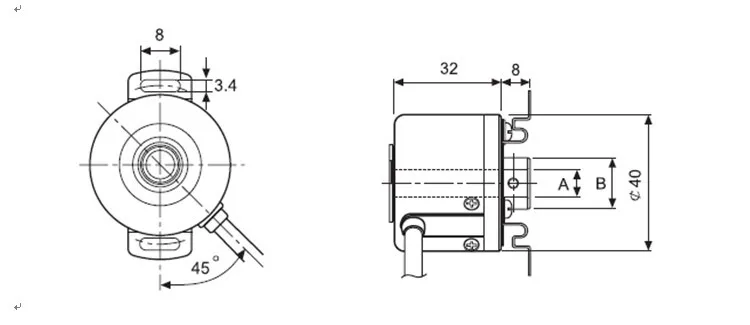 TZBOT E40H12-4-L-5 Line Drive Motorized Rotary Encoder