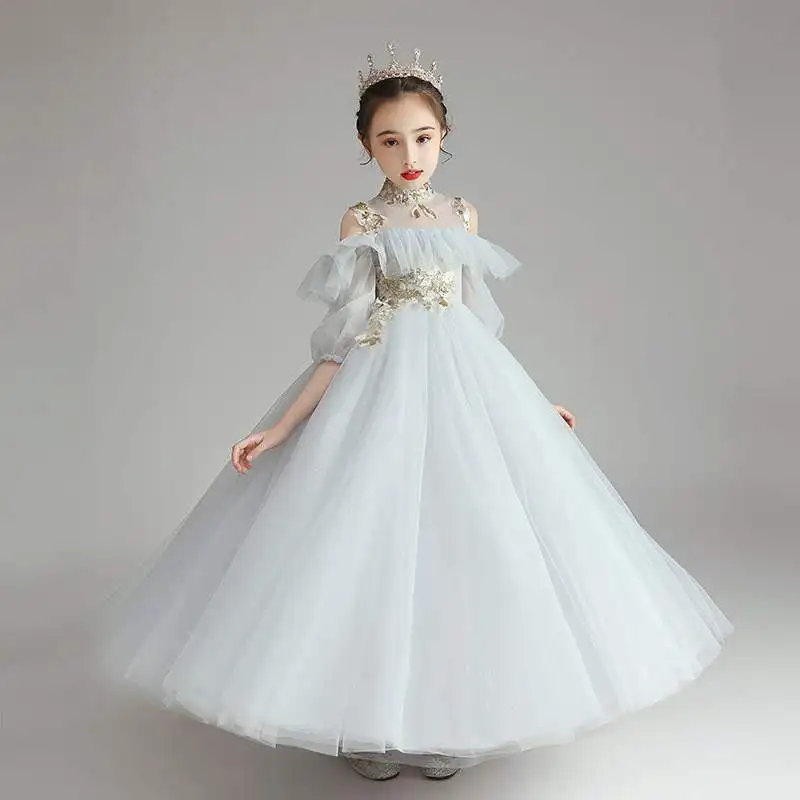 

Little Girls Elegant Cocktail Dress Teen Girls School Graduation Party Ball Gown Kids Tulle Long Maxi Formal Evening Dress