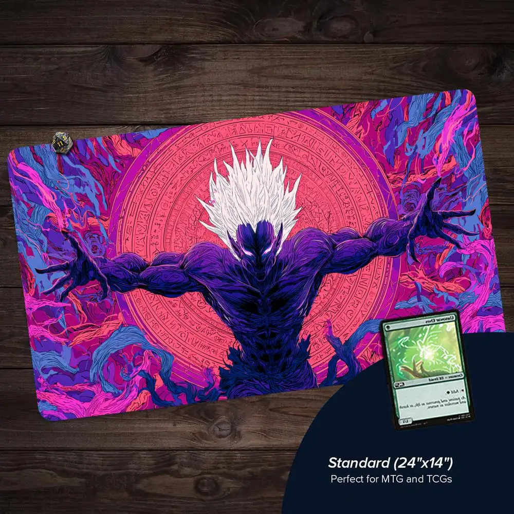 Fantasy Fierce Demon MTG Playmat Magic Card Mat with Stitched Edge Non-Slip Durable Tabletop playmat Board Game Mat for TCG