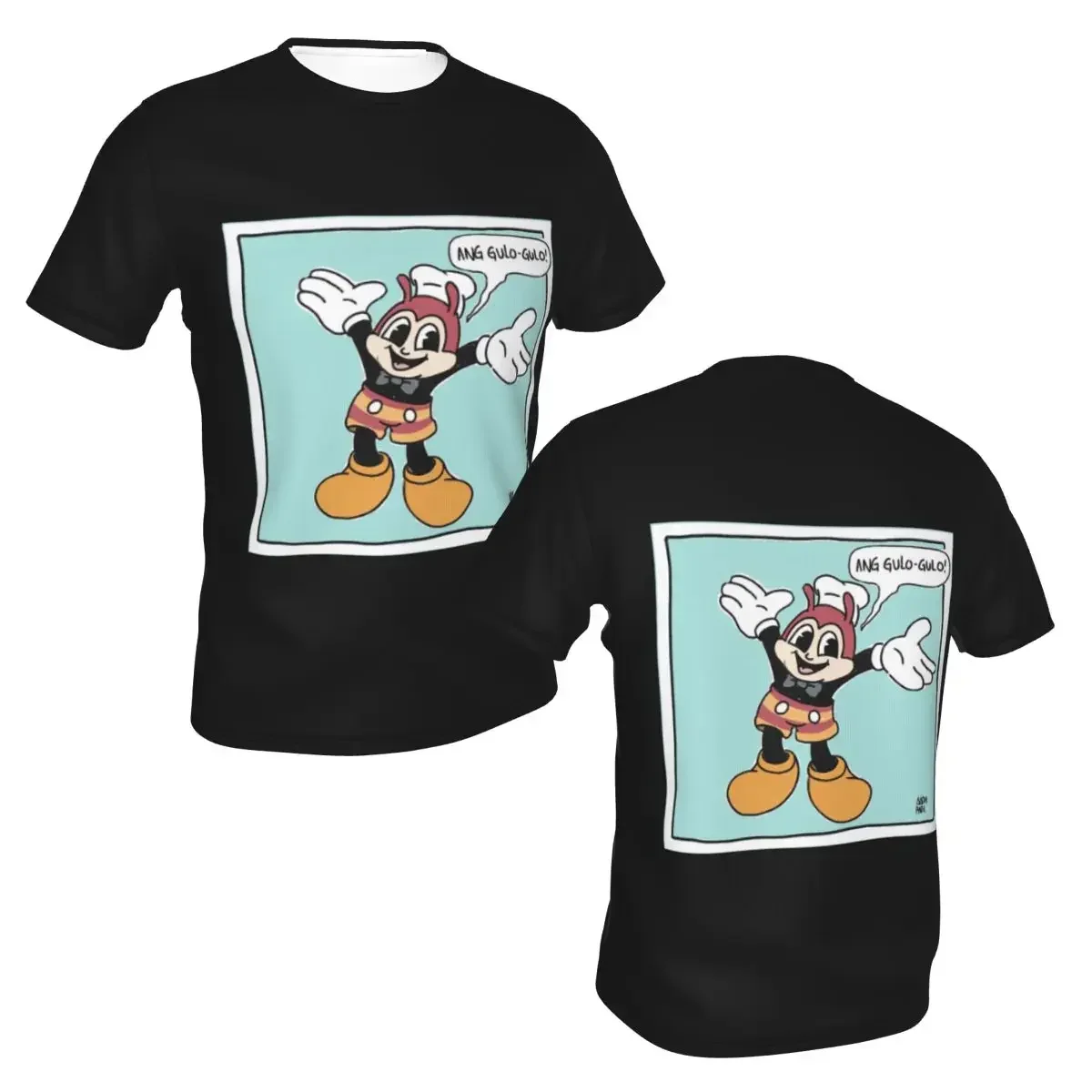 JOLLIBEE X MOUSE FUNNY REMIX WEBCOMIC POSTER polyester T-Shirt Men'sClassic T Shirts Men Crew Neck Short Sleeve