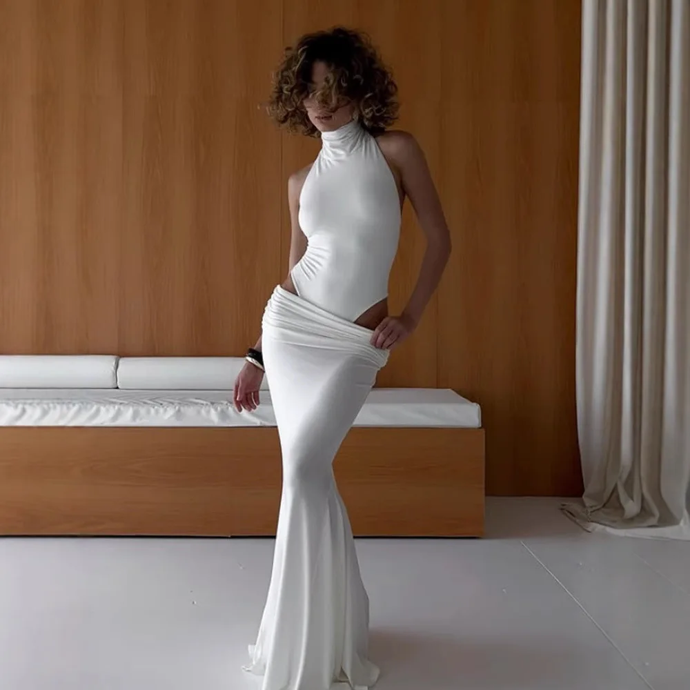 

Комбинезон без рукавов с низкой талией, хип-юбка, однотонная, темпераментная, облегающая, высокоэластичная, комплект из двух предметов, 2026, модный уличный тре