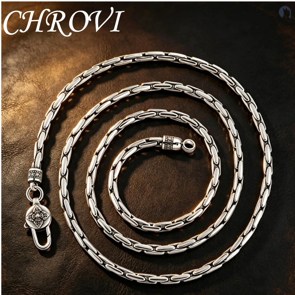 Exquisite 925 sterling silver 4MM snake bone chain with bamboo joints, versatile and suitable for all occasions, Thai silver