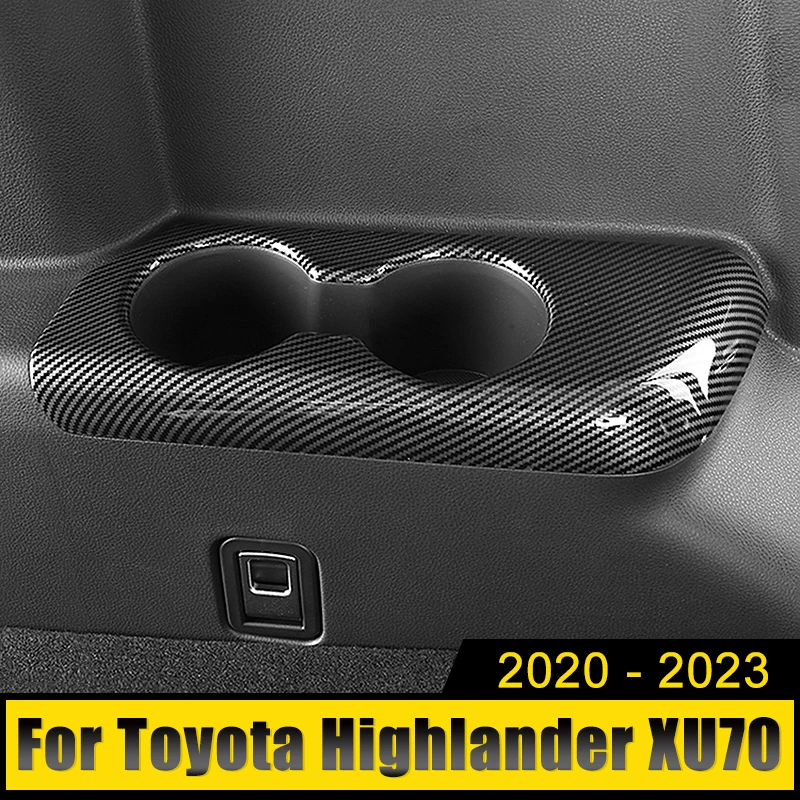 

For Toyota Highlander XU70 Kluger 2020-2022 2023 ABS The Third Drain Cup Panel Decorative Frame Rear Armrest Box Water Cup Trim