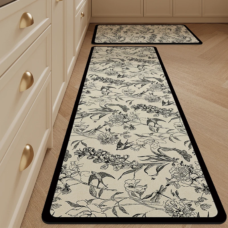 

Luxury Kitchen Door Mat Anti-Slip Oil Resistant Easy to Clean Dirt Proof No-Wash Special Absorbent Water Carpet Home Use Foot...