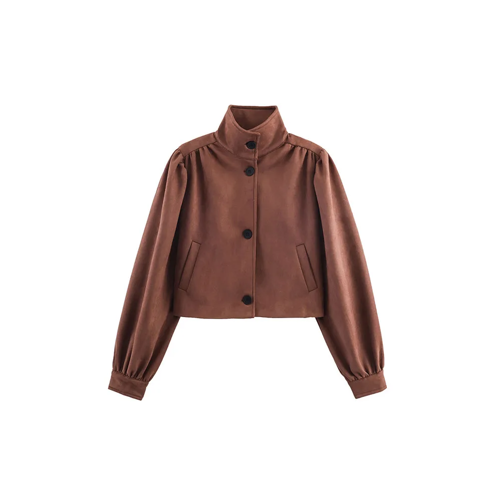 

Autumn new women's clothing Instagram blogger's same imitation deer fur pleated stand up collar jacket jacket