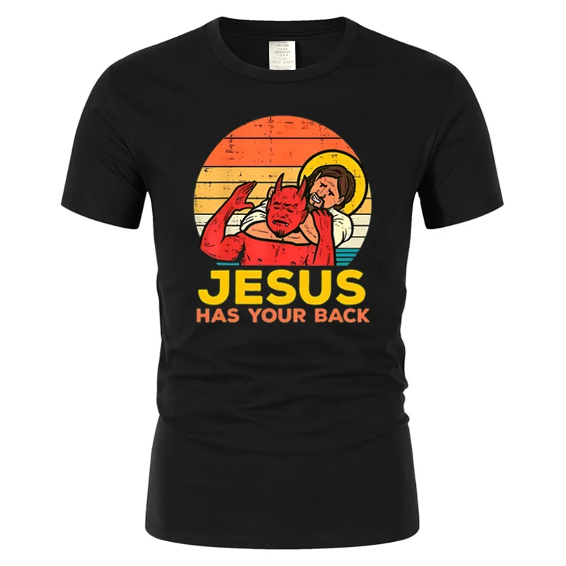 

Jesus Has Your Back Jiu Jitsu Retro Christian T-Shirts for Men and Women Cotton Vintage Short Sleeve Tee Shirt Plus Size Tops