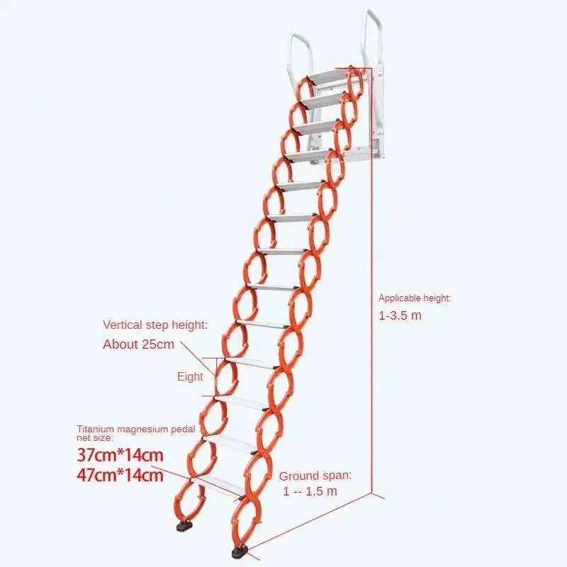 Thickened Attic Home Telescopic Invisible Staircase Stretch Ladders Indoor and Outdoor Wall Hanging Folding Villa Duplex Ladder