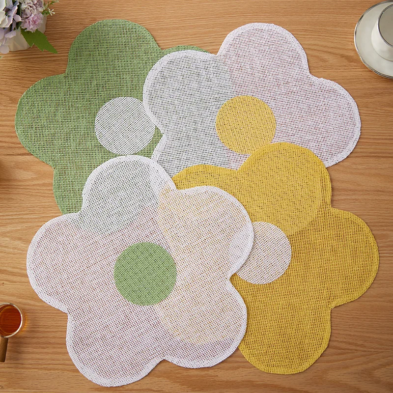 Mantel Individual de papel minimalista en forma de pétalo Ins, resistente al calor, a prueba de manchas de aceite, antiescaldaduras, antideslizante, cuenco/tapete para tazas, decoración de mesa para el hogar, 4 Uds.