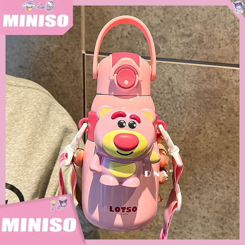 

Новая 640 мл большая емкость аниме мультфильм клубничный медведь детская соломинка для переноски мультфильм Микки большой живот изолированная чашка