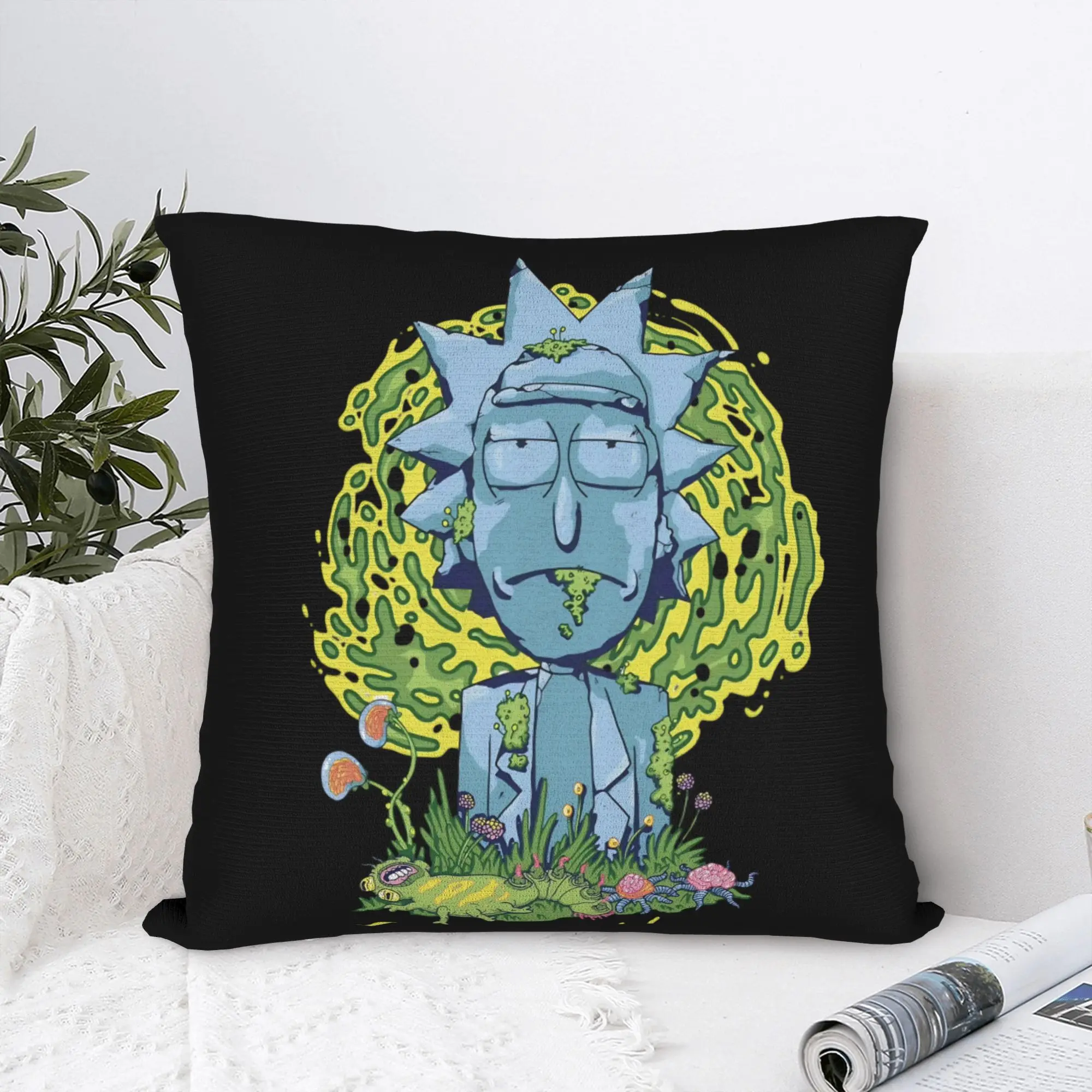 Decorative Throw Pillow - R-Rick and M-Morty Pillowcase Polyester Cushion