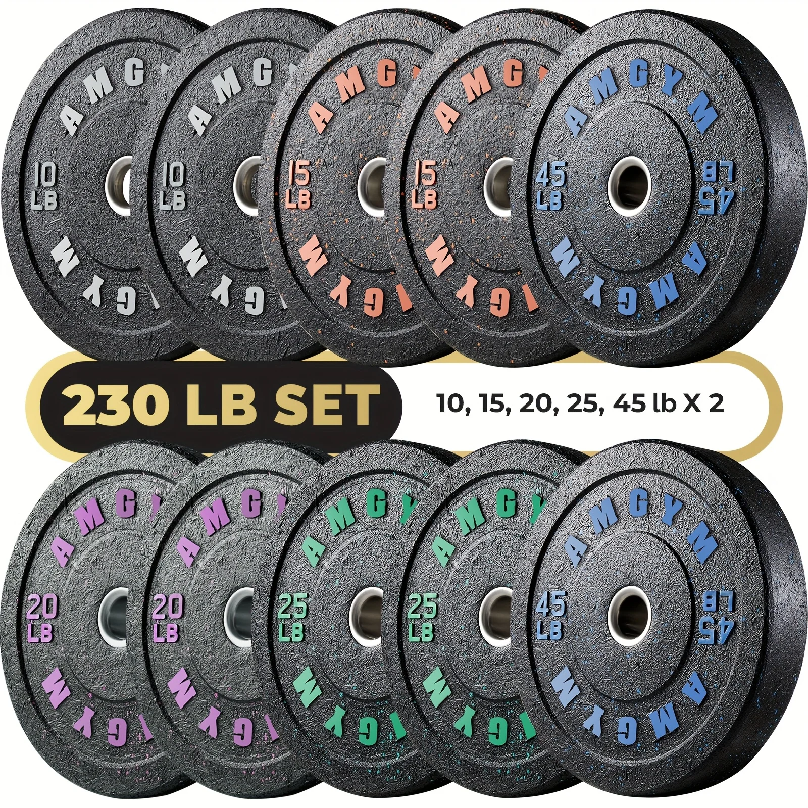 Hochsprungfähige Bumper Plates, 2-Zoll-Gewichtsscheiben für Gewichtheben und Krafttraining, farbige Gummi-Gewichtsscheiben für