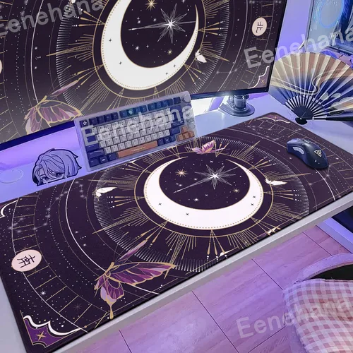 Imagen 1 del producto Alfombrilla mágica para teclado de ordenador portátil, accesorio Extra femenino, alfombra bonita para Gamer, color morado, rosa, Kawaii, luna, estrella