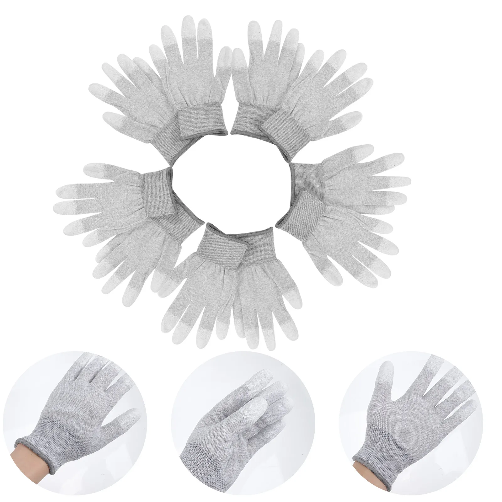 

5Pairs Anti Static Gloves Fingertip Non Slip Protective Gloves for Electronic Assembly Pc Building Industry Workers