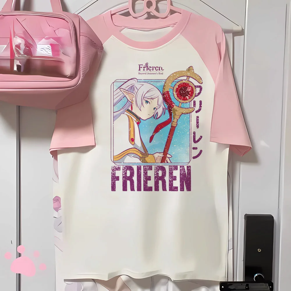 Camiseta de Frieren para mujer, ropa de calle de diseño impreso, camisetas de anime, ropa de calle de manga para niña, ropa gráfica