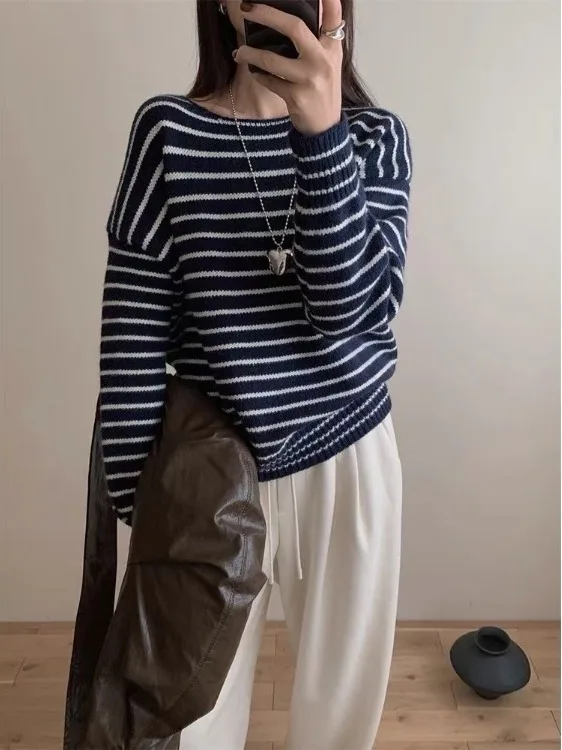 Maglione lavorato a maglia dimagrante Trendy a righe Casual Sle Dongda Gate Nuovo arrivo per la stagione autunnale Versione coreana Personali