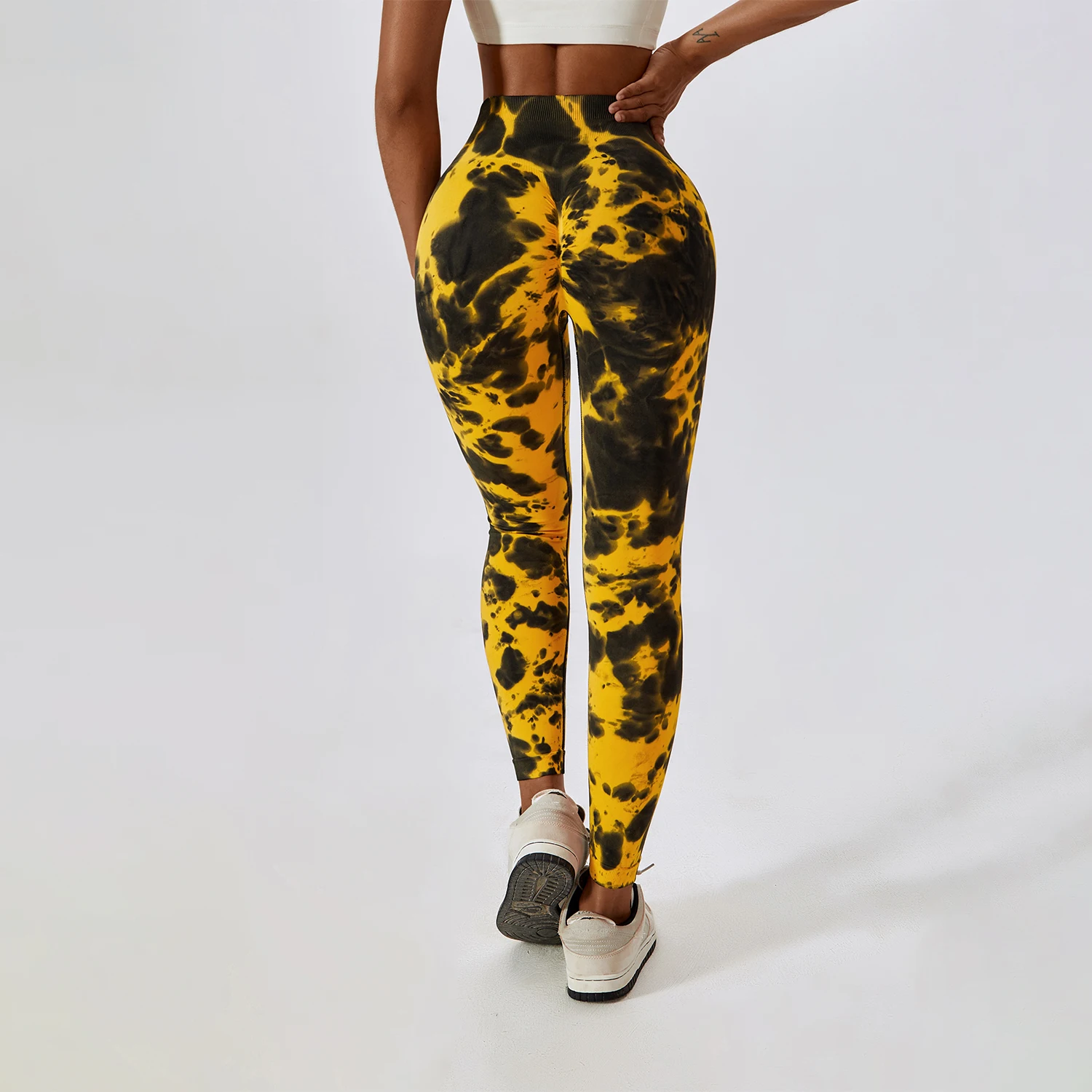 Legginsy Fitness Tie Dye, legginsy Scrunch, legginsy sportowe Push Up, strój ubrania do ćwiczeń, spodnie dresowe na siłownie kobiety, spodnie do jogi