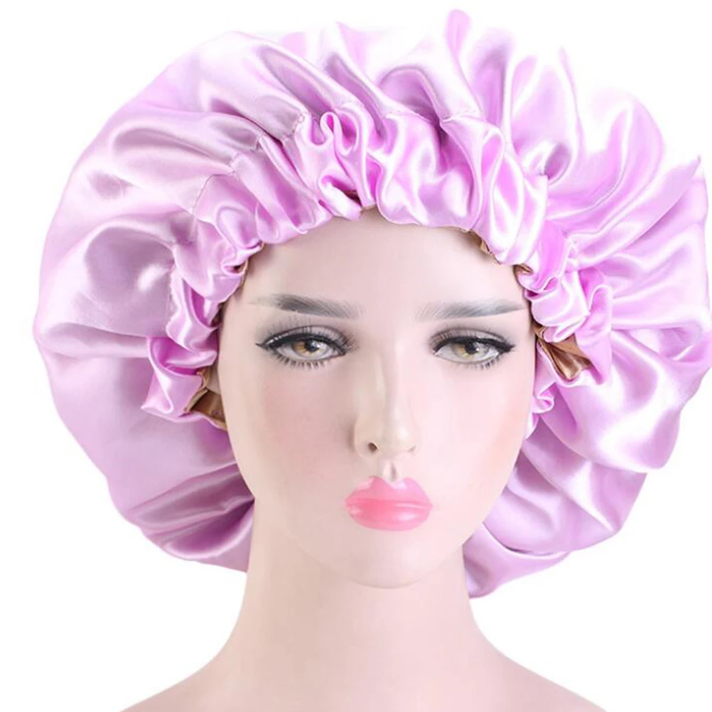 

Hair Cap Woman Sleeping Hat Elastic Bonnets Adjustable Satin Double-Layered Chemotheraphy Extra Large