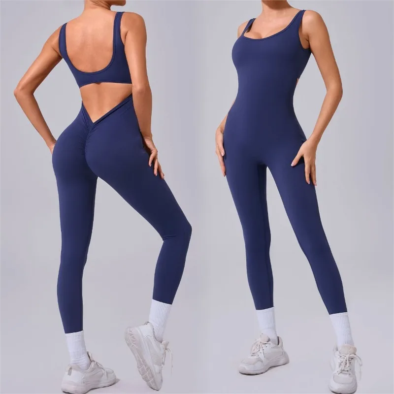 

Seamless Yoga Jumpsuits Sports Fitness Hip-lifting Hollow Beauty Back One-piece Workout Running Gym Leggings Tracksuit for Women