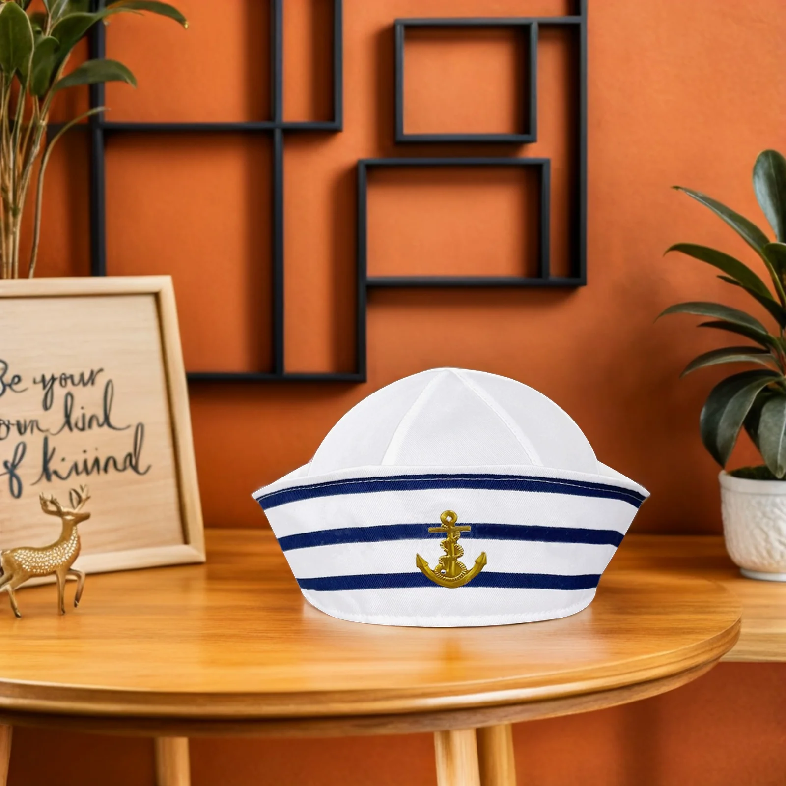 Chapeau de marin à rayures bleues et blanches, chapeau de capitaine de la marine en Fiber de Polyester, accessoire de spectacle sur scène pour adultes hommes femmes, taille 56cm