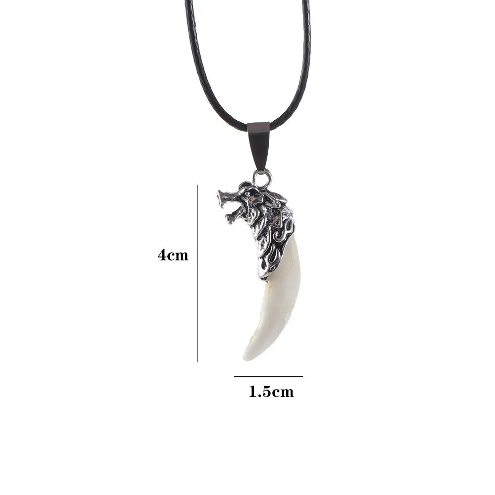 

Cool Boy Men Jewelry Domineering Pendant Titanium Steel Wolf Tooth Necklace Fashion