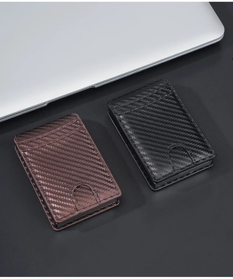 New RFID Men Card Wallets High Quality Carbon Fiber Magnetic Card Bag Photo Holder Male Pop-up Card Clips