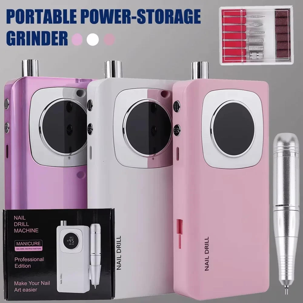 45000RPM電動充電式ネイルドリルマシン、ポータブルネイルポリッシャー、ジェルポリッシュ、キューティクル除去ネイル機器