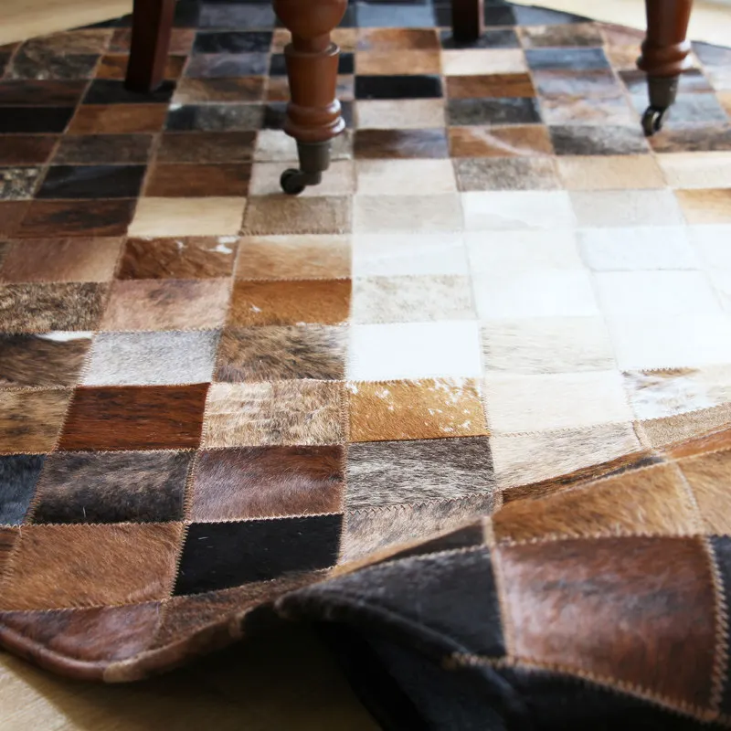 Simple Handmade Real Cowhide Carpet for Living Room Coffee Table Study Room Floor Large Rug Customize Home Bedside Entrance Mat