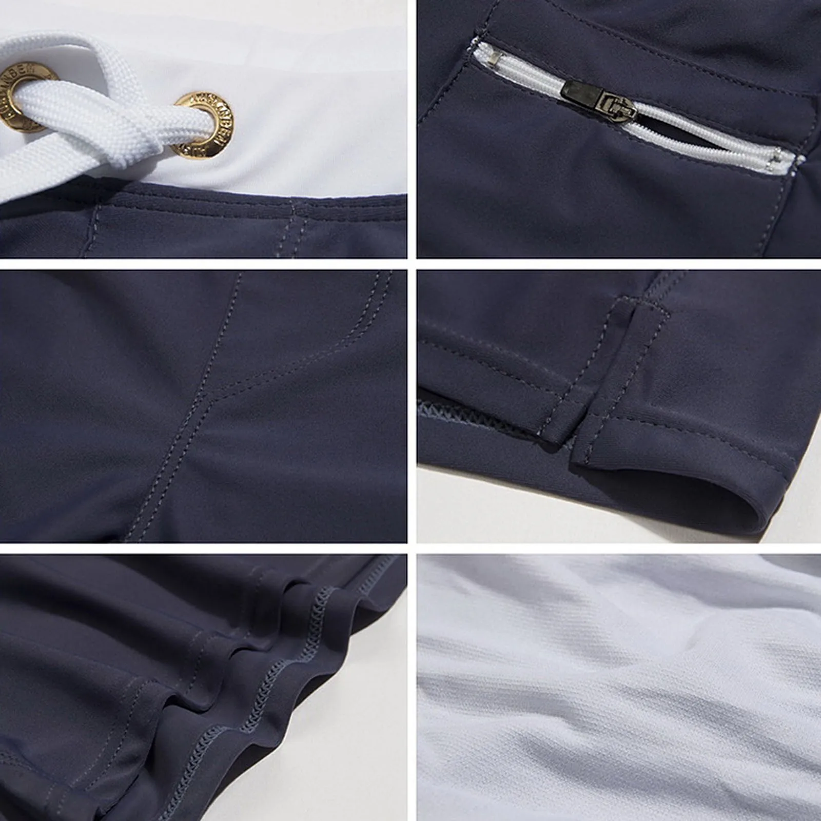 Herren-Badeshorts, Badehose, Kordelzug, Netzfutter, elastische Taille, atmungsaktiv, schnell trocknend, Boardshorts für Strand, Pool, Sommer, männlich – Detail 5