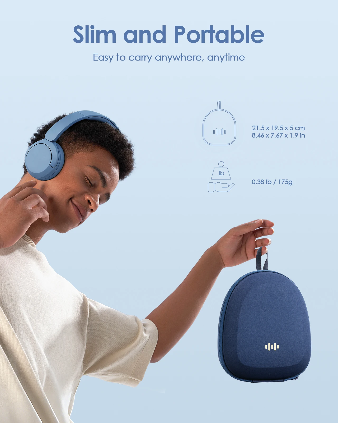 Yinke Hartschalen-EVA-Tasche, passend für Sony WH-CH720, JBL Tune 510, Soundcore Q30 Kopfhörer, stoßfest, staubdicht, tragbare Tasche mit mehreren Fächern. – Detail 7