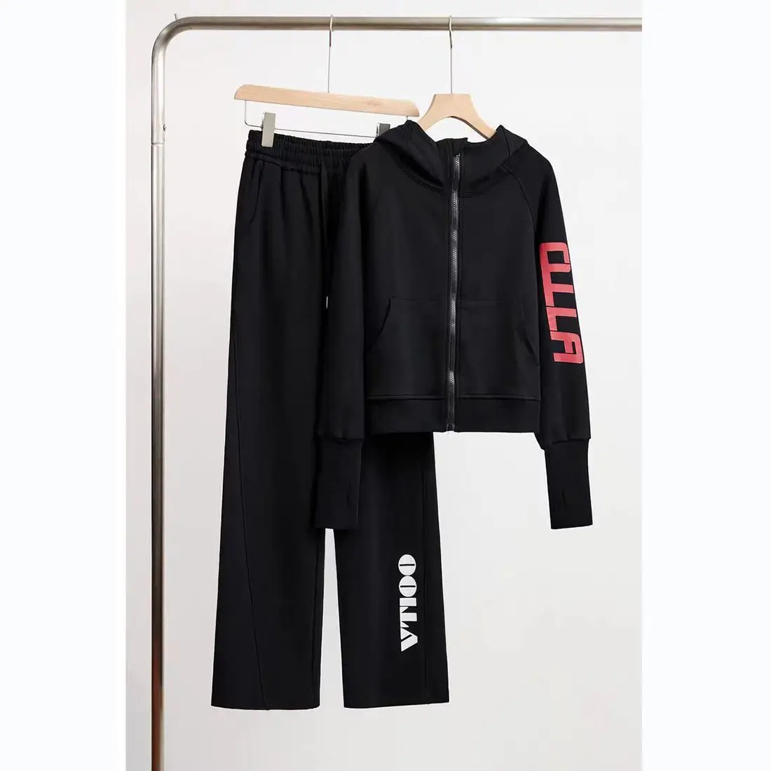 女性用スポーツウェアセット フィットネス ランニング 朝の服装 カジュアル ツーピーススーツ ロングスリーブ パーカー ジッパー カーディガン ポリエステル繊維