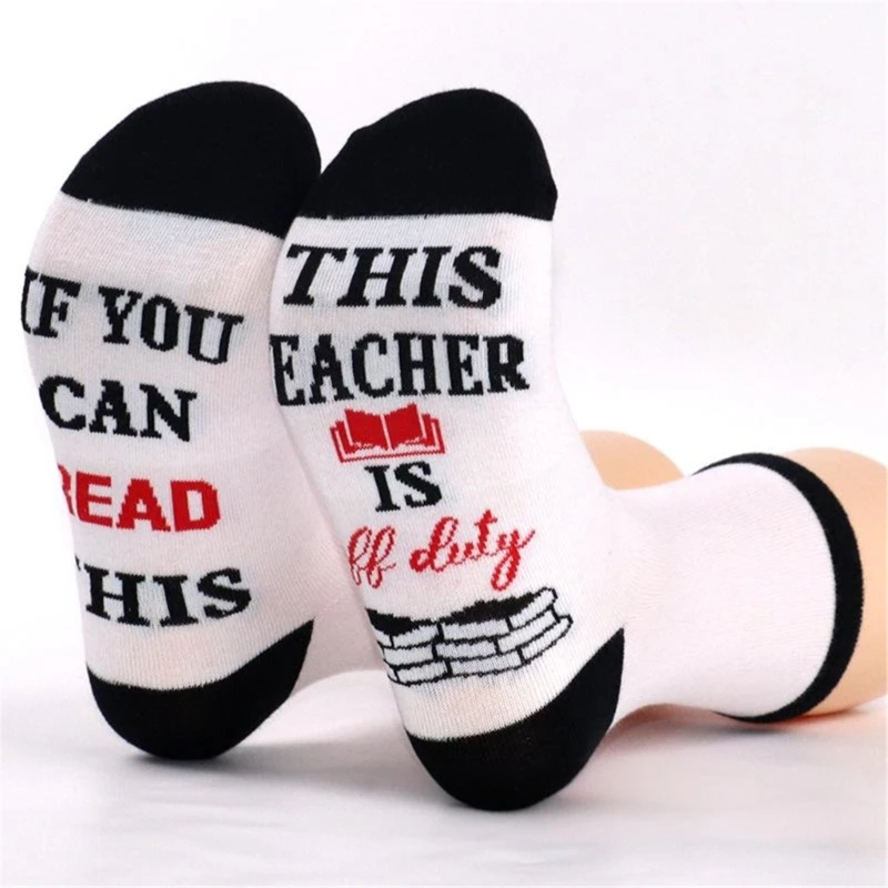 Comfortable Breathable Middle Tube Socks with Unique Teacher Appreciation Lettering Perfect Gift for Teacher's Day