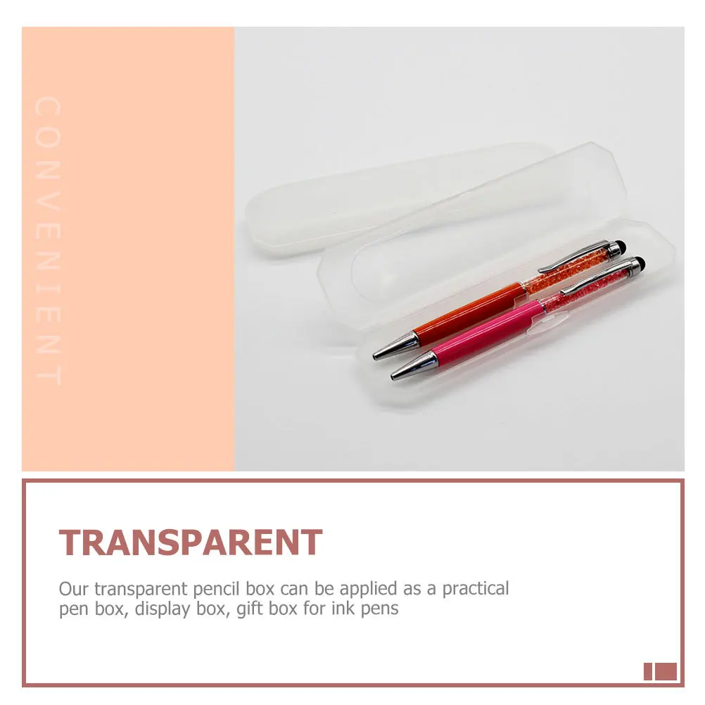 

10Pcs Plastic Pencil Box Clear Stationery Container for Pens Crayons Markers Student Organizer Gift Pen Storage Case Holder