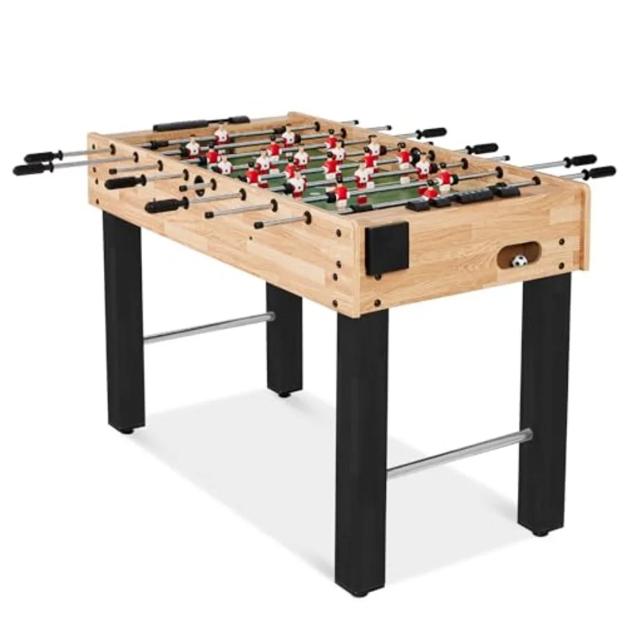 

48in Foosball Table for and Adults Game Room Arcade Soccer Game Table w/ 2 Balls 2 Cup Holders Ergonomic Handles Chrome Finishe