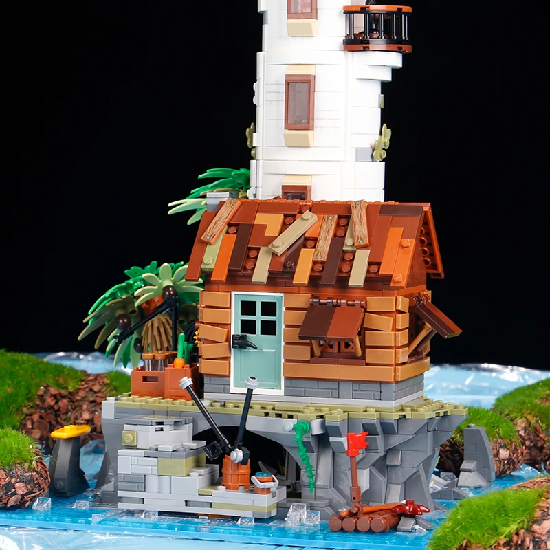 2340PCS Creative Border Village Lighthouse Building Blocks 21335 Sea Fishing Tower LED Light Bricks Toys Gifs For Children Kids