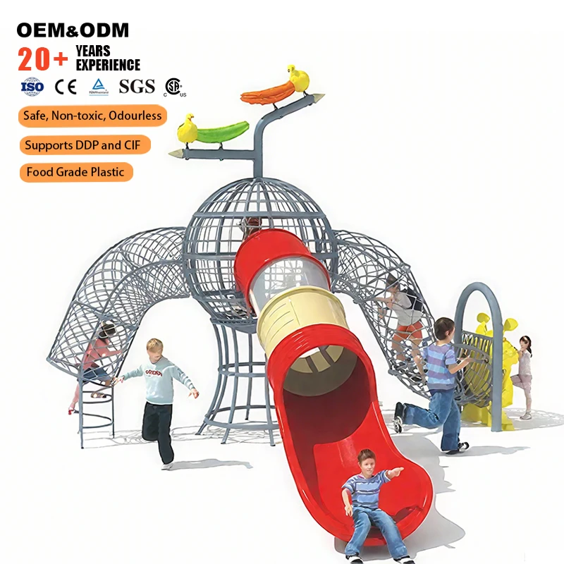 Custom Wholesale Outdoor Playground Bird Themed Spherical Net Slide For Kids Happy Recreation
