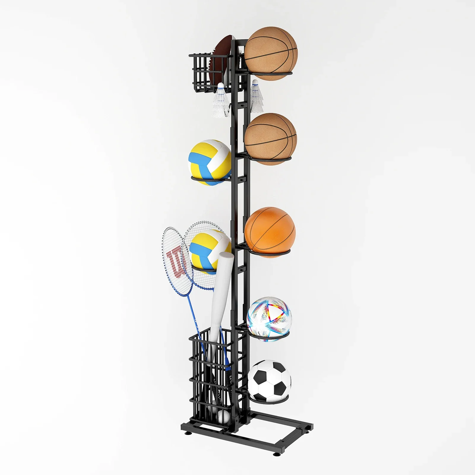 

Holder Stand for Soccer Baseball Basketball Storage with Organizer to Pack Sports Equipment Stuff Organizer Stand Ball Storage