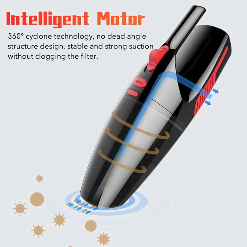 120W Portable Wireless Handheld Wet/Dry Car Vacuum Cleaner 6500Pa Super Suction For Car Home - Black Wired