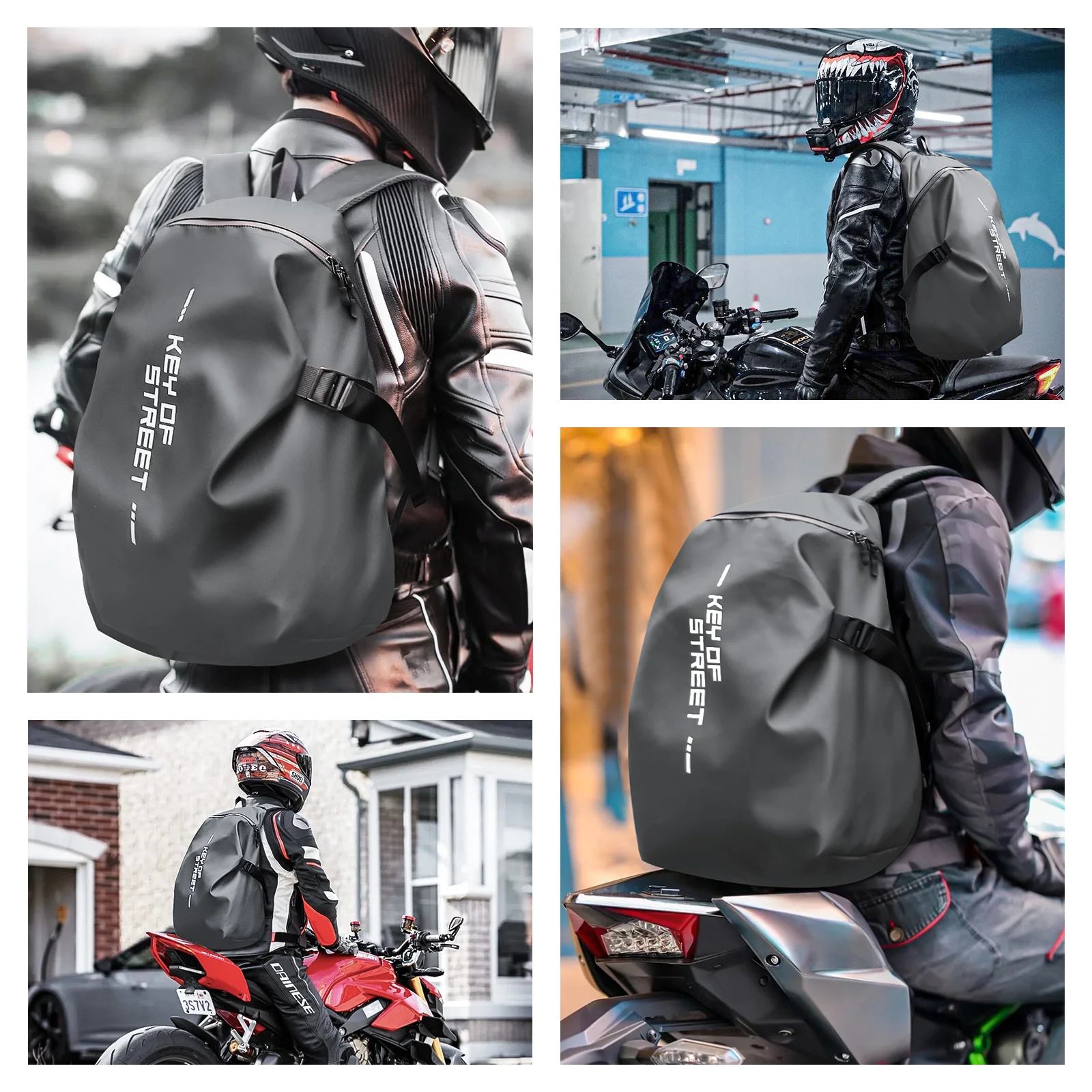 Full Face Helmet Backpack For Moto Rider,Conveniently City Cross Waterproof Night Reflection Multifunctional Motorcycle Backpack